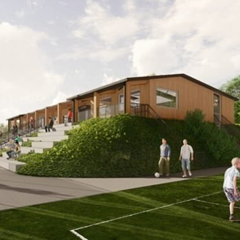 Sportvelden en buitenplaats van locatie Midlandia in Bunnik